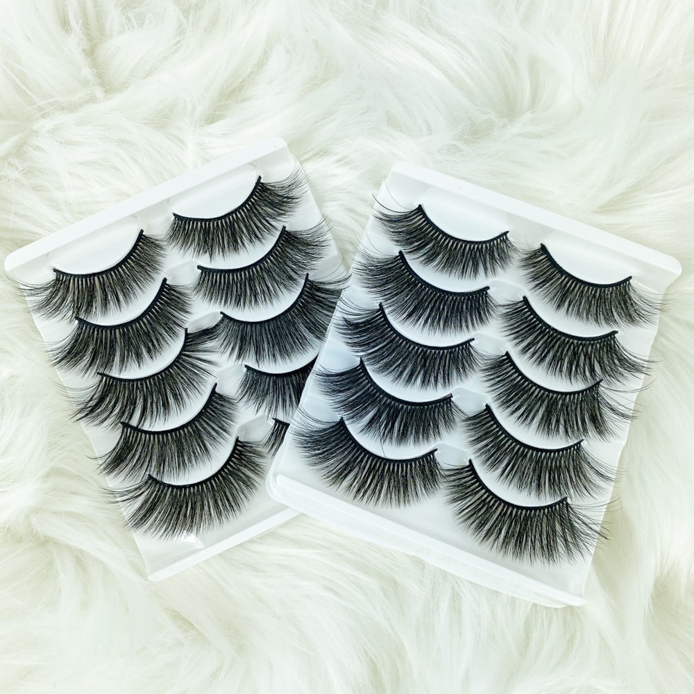 🟡 3/$20 10 Pairs Handmade 100% Real Mink 3D False Cross Thick Long Eye Lashes